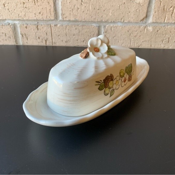 Vernon Ware by Metlox Fruit Basket Butter Dish  Vintage 1960s Made in California - Picture 2 of 13
